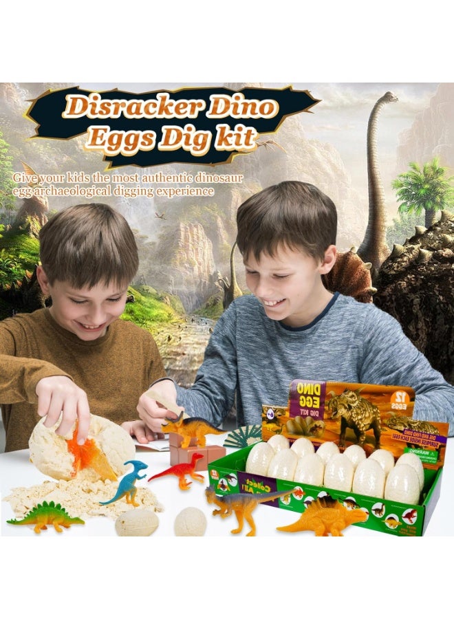 Dino Eggs Dig Kit, 12 Dinosaur Egg Pack Science Education Excavation Set for Ages 3 and up,Dinosaur Science Preschool Archaeology Craft Gifts for Boys and Girls - Image 2